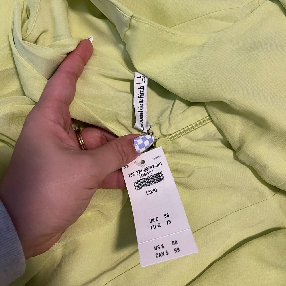 NWT Abercrombie & Fitch Lime Green Spaghetti Strap Dress - Picture 3 of 3